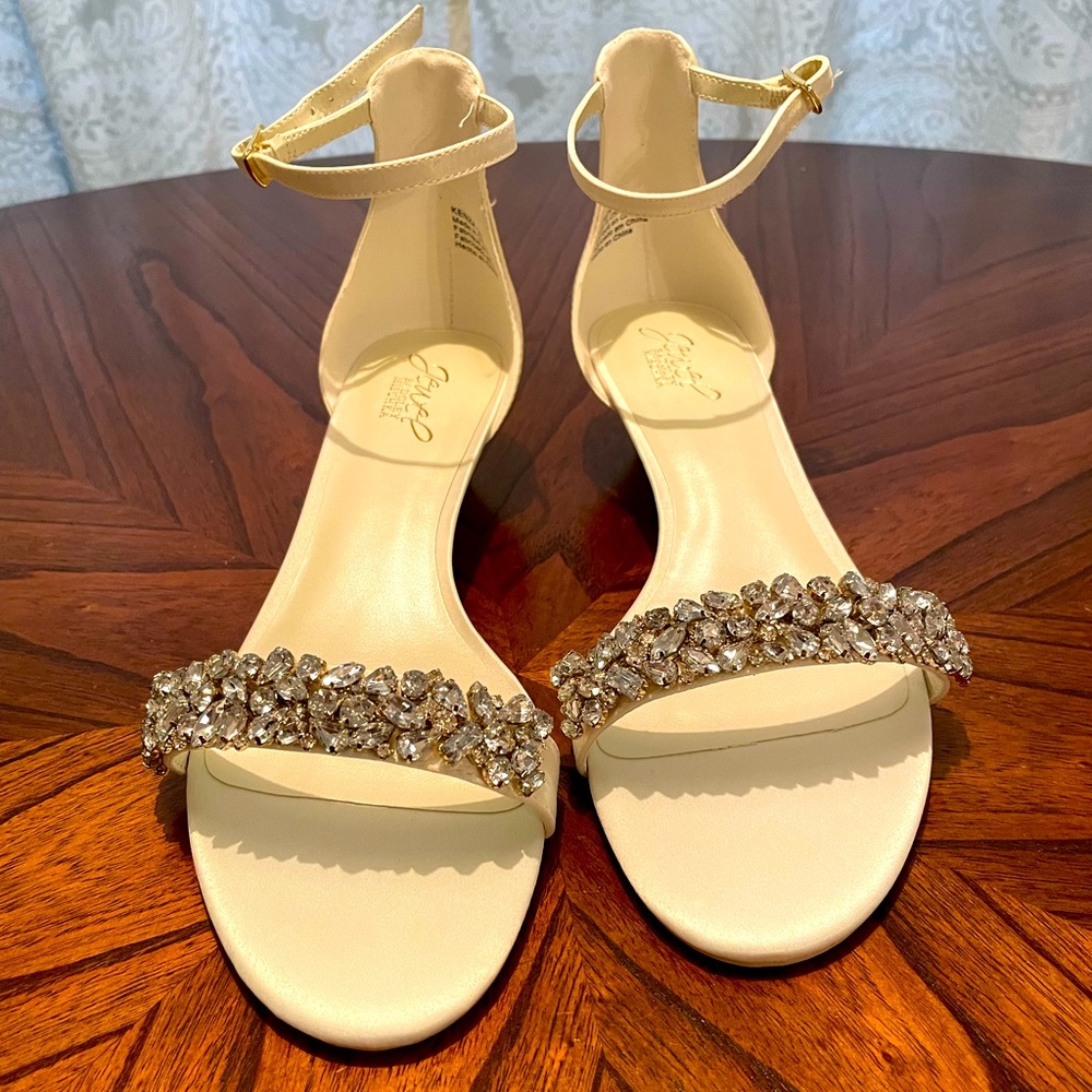 Crystal Embellished Bridal Low Wedge Shoe